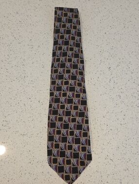 Vintage Christian Dior Monsieur  Silk Tie Geometric Pattern